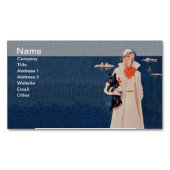  Lady White Suit Scotty Terrier Dog Ocean Visitekaartje Magneet (Voorkant)