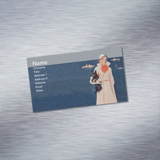  Lady White Suit Scotty Terrier Dog Ocean Visitekaartje Magneet (Voorbeeld)