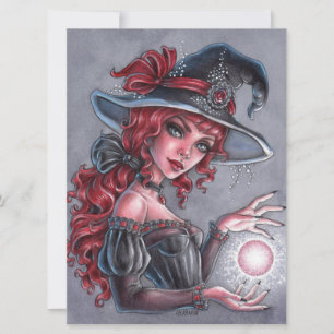 Lady Witch Vrouw Fantasy Pet Magic Art Kaart