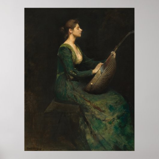 Lady with a Lute - Thomas Dewing Fine Art Poster (Devant)