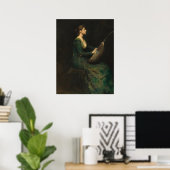 Lady with a Lute - Thomas Dewing Fine Art Poster (Bureau à domicile)