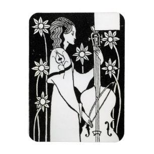 Lady with Cello, van Le Morte d'Arthur (litho) Magneet