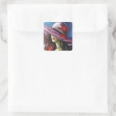 Lady with hat vierkante sticker (Tas)