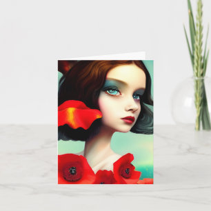 Lady with Poppies Toutes les occasions Carte