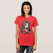 Lady with Roses T-Shirt (Voorkant volledig)