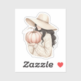 Lady with the pumpkin  sticker