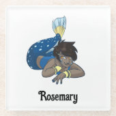 Lady zeemeermin aangepaste naam glazen onderzetter (Voorkant)