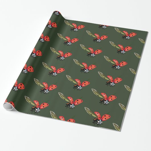 Ladybird Fly, Rode ladybird Cadeaupapier (Uitgerold)