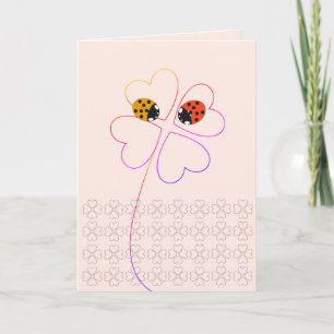 Ladybird Heart Clover Pink Gefeliciteerd Weddensch Kaart