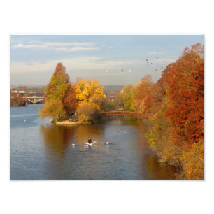 Ladybird Lake Herfst Rower - Downtown Austin Texas Foto Afdruk