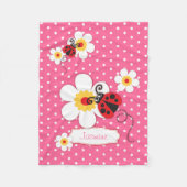 Ladybird lieveheersbeestje bloemen grafisch roze n fleece deken (Voorkant)