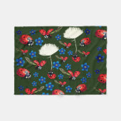 Ladybirds Blauwe bloemen Fleece Deken (Voorkant (Horizontaal))