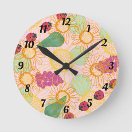 Ladybirds & Fruit Garden Wall Clock Ronde Klok