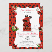 Ladybug 1er anniversaire de fête Invitation (Devant / Derrière)