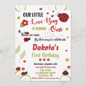 Ladybug 1ère invitation d'anniversaire Fille fille (Devant / Derrière)