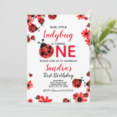 Ladybug 1st Baby Girl Birthday Invitation (Debout devant)