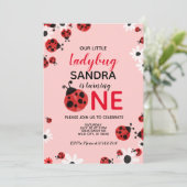 Ladybug 1st Baby Girl Birthday Invitation (Debout devant)