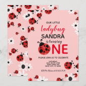 Ladybug 1st Baby Girl Birthday Invitation (Devant / Derrière)