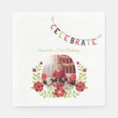  Ladybug 1st Birthday Floral Servet (Voorkant)