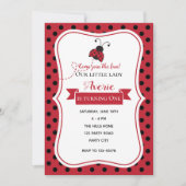 Ladybug 1st Birthday Invitations (Rouge Noir) (Devant)