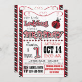 Ladybug 1st Birthday-uitnodigingen Kaart (Voorkant / Achterkant)