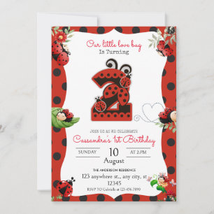 Ladybug 2e anniversaire de fête Invitation