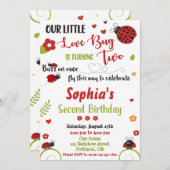 Ladybug 2e verjaardag uitnodiging Meisjesliefhebst (Voorkant / Achterkant)