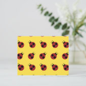 Ladybug 60s retro cool red yellow briefkaart (Staand voorkant)