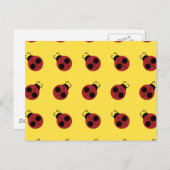 Ladybug 60s retro cool red yellow briefkaart (Voorkant / Achterkant)