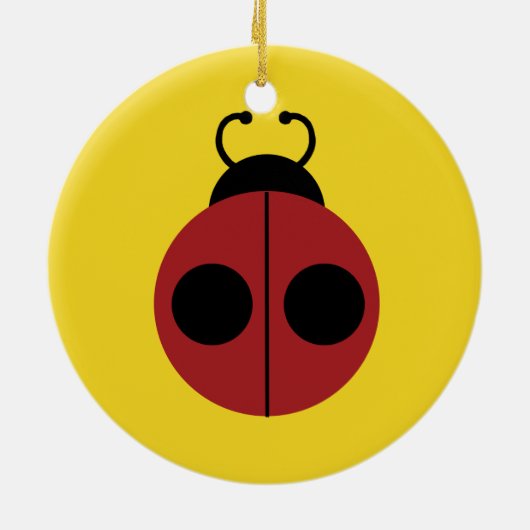 Ladybug 60s retro cool red yellow keramisch ornament (Achterkant)