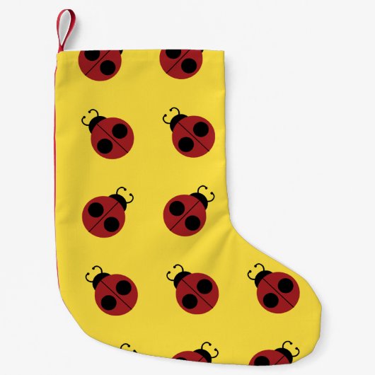 Ladybug 60s retro cool red yellow kleine kerstsok (Voorkant)