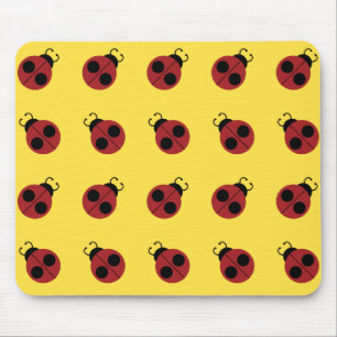 Ladybug 60s retro cool red yellow muismat