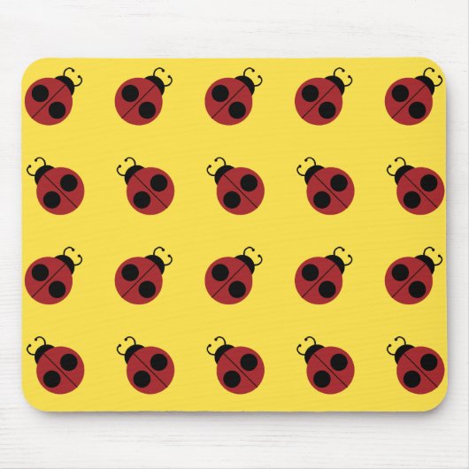 Ladybug 60s retro cool red yellow muismat (Voorkant)