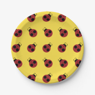 Ladybug 60s retro cool red yellow papieren bordje
