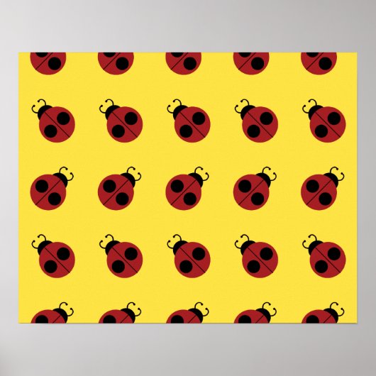 Ladybug 60s retro cool red yellow poster (Voorkant)