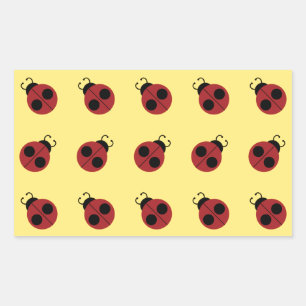 Ladybug 60s retro cool red yellow rechthoekige sticker