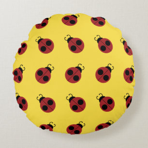 Ladybug 60s retro cool red yellow rond kussen
