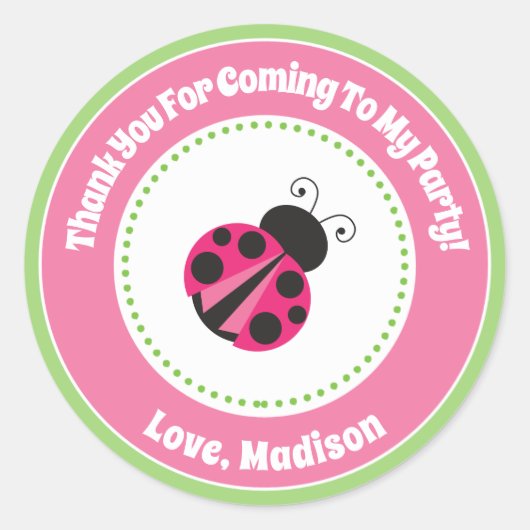 Ladybug Anniversaire Fête Favoriser Stickers (Devant)