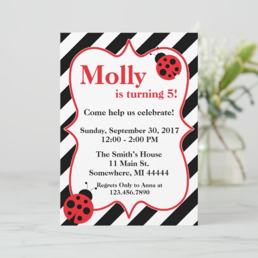 Ladybug Anniversaire Invitation (Debout devant)