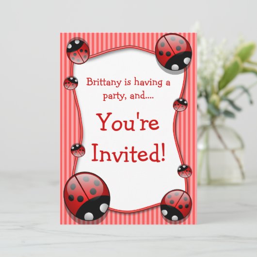 Ladybug Anniversaire Invitation (Debout devant)