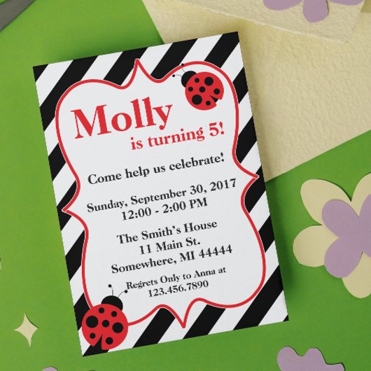 Ladybug Anniversaire Invitation