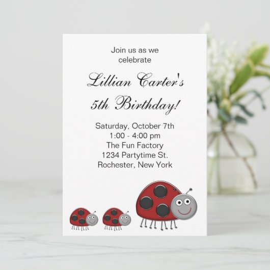 Ladybug Anniversaire Invitations (Debout devant)