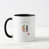 Ladybug Aquarelle Florale Monogramme Café Mug (Gauche)
