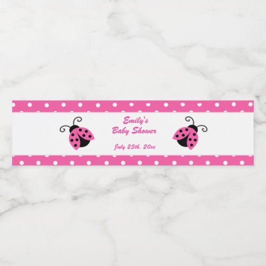 Ladybug Baby shower bouteille Étiquette fille rose (Étiquettes simples)