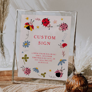 Ladybug Baby shower Custom Sign Poster