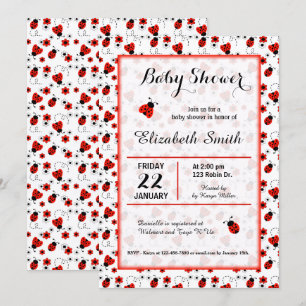 Ladybug Baby shower Girl Birthday Party Kaart