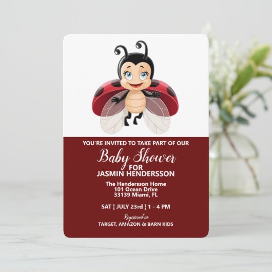 LadyBug - Baby shower, Invitation (Debout devant)