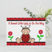 Ladybug Baby shower Invitation Kaart (Staand voorkant)