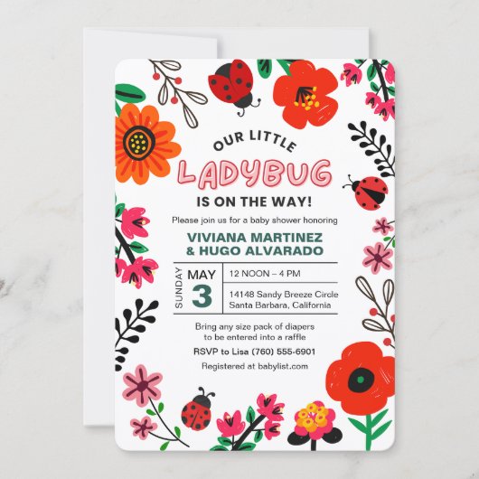 Ladybug Baby Shower Invitation Lovebug Invite (Devant)