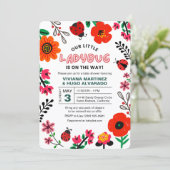 Ladybug Baby Shower Invitation Lovebug Invite Kaart (Staand voorkant)